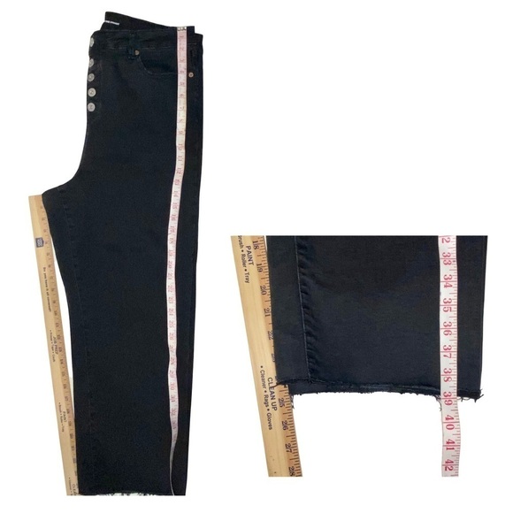 INC Vintage Wash Faded Black High Rise Exposed Button-Fly Jeans Size 16 - Picture 11 of 11